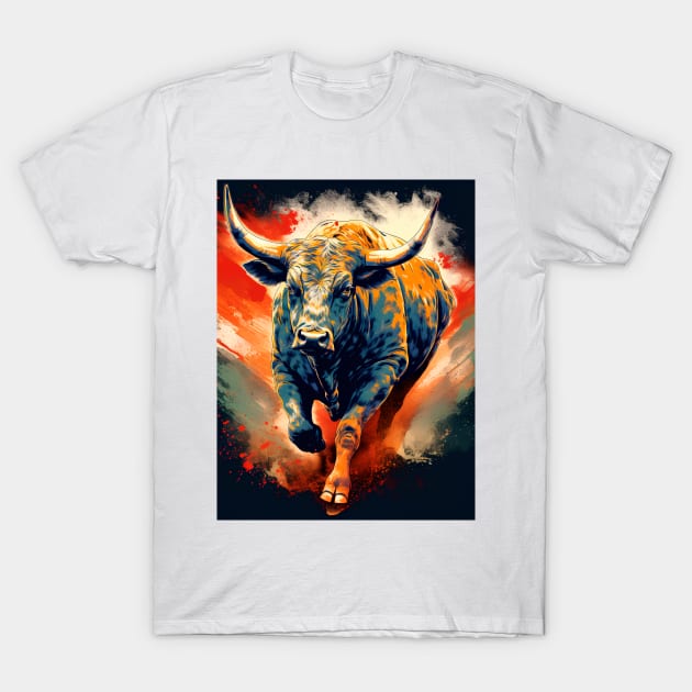 Bull on run T-Shirt by artmysterious